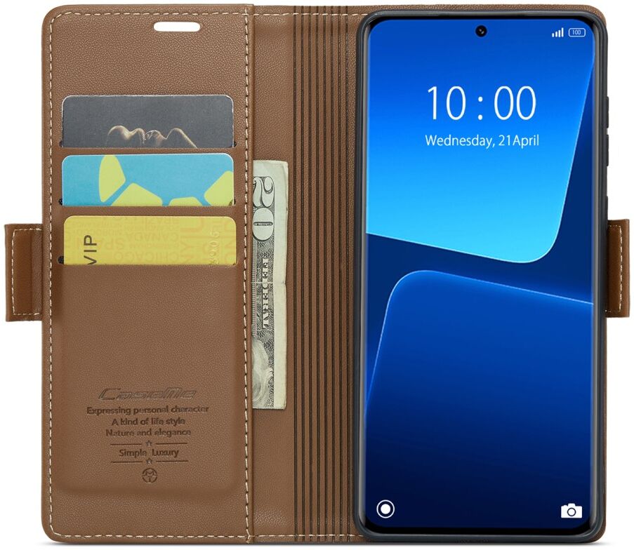 CaseMe 023 Xiaomi 13 Pro Hoesje Portemonnee Book Case Bruin afbeelding 1