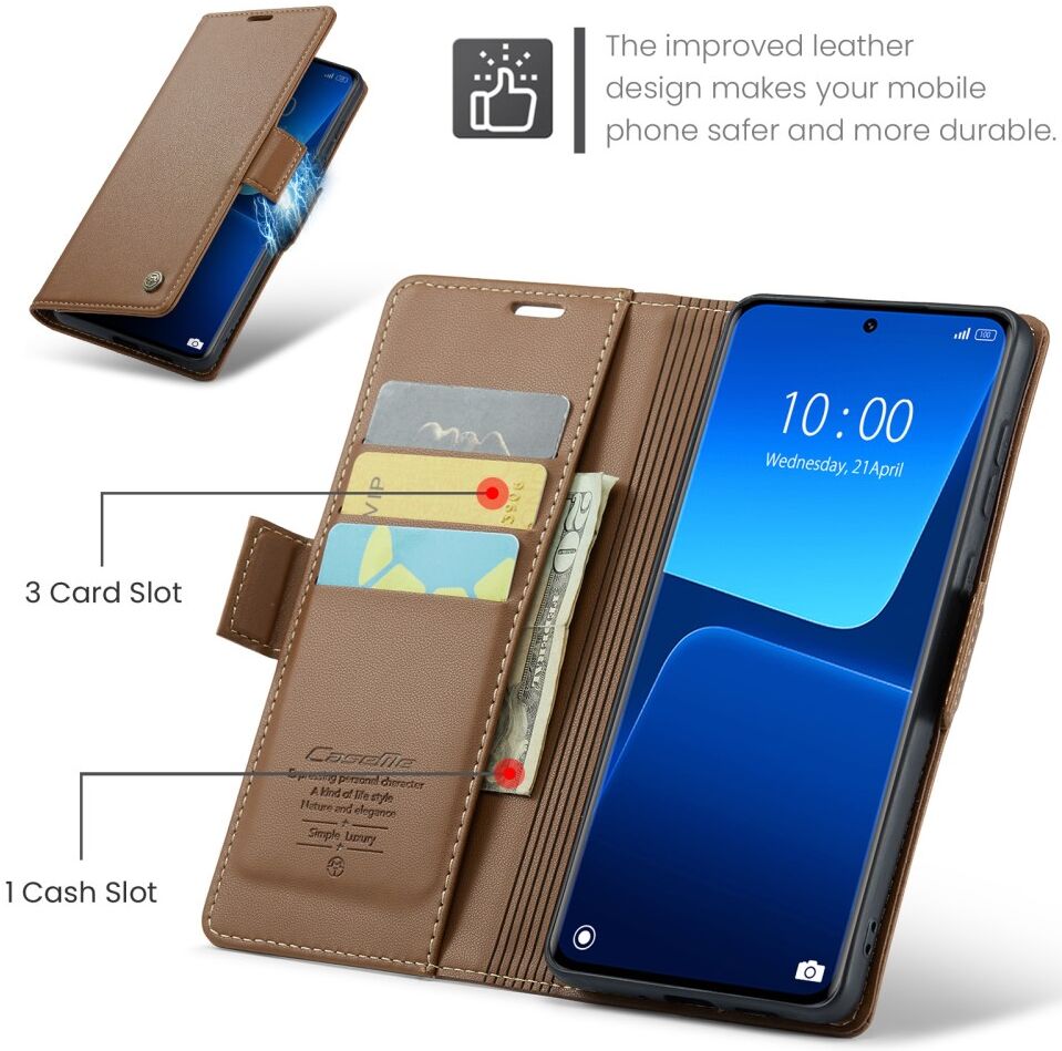 CaseMe 023 Xiaomi 13 Pro Hoesje Portemonnee Book Case Bruin afbeelding 4