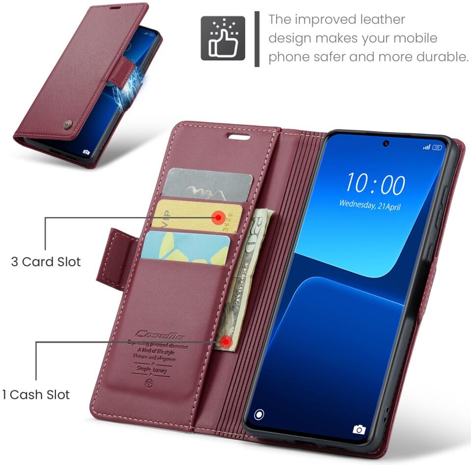 CaseMe 023 Xiaomi 13 Pro Hoesje Portemonnee Book Case Rood afbeelding 4