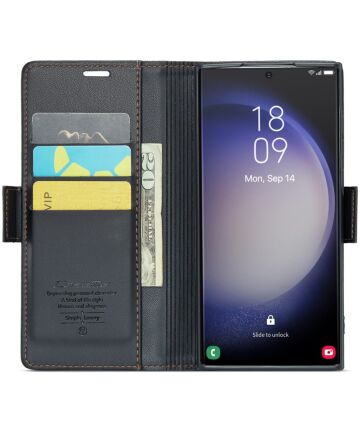 CaseMe 023 Samsung Galaxy S23 Ultra Hoesje Book Case Zwart Hoesjes