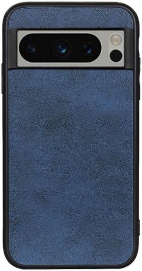 Google Pixel 8 Pro Hoesje met Kunstleer Coating Back Cover Blauw afbeelding 1
