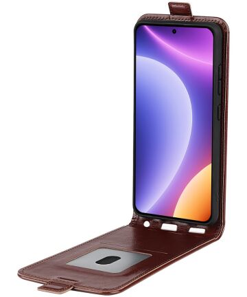 Xiaomi Poco F5 Hoesje Verticale Flip Wallet Case Kunstleer Bruin Hoesjes