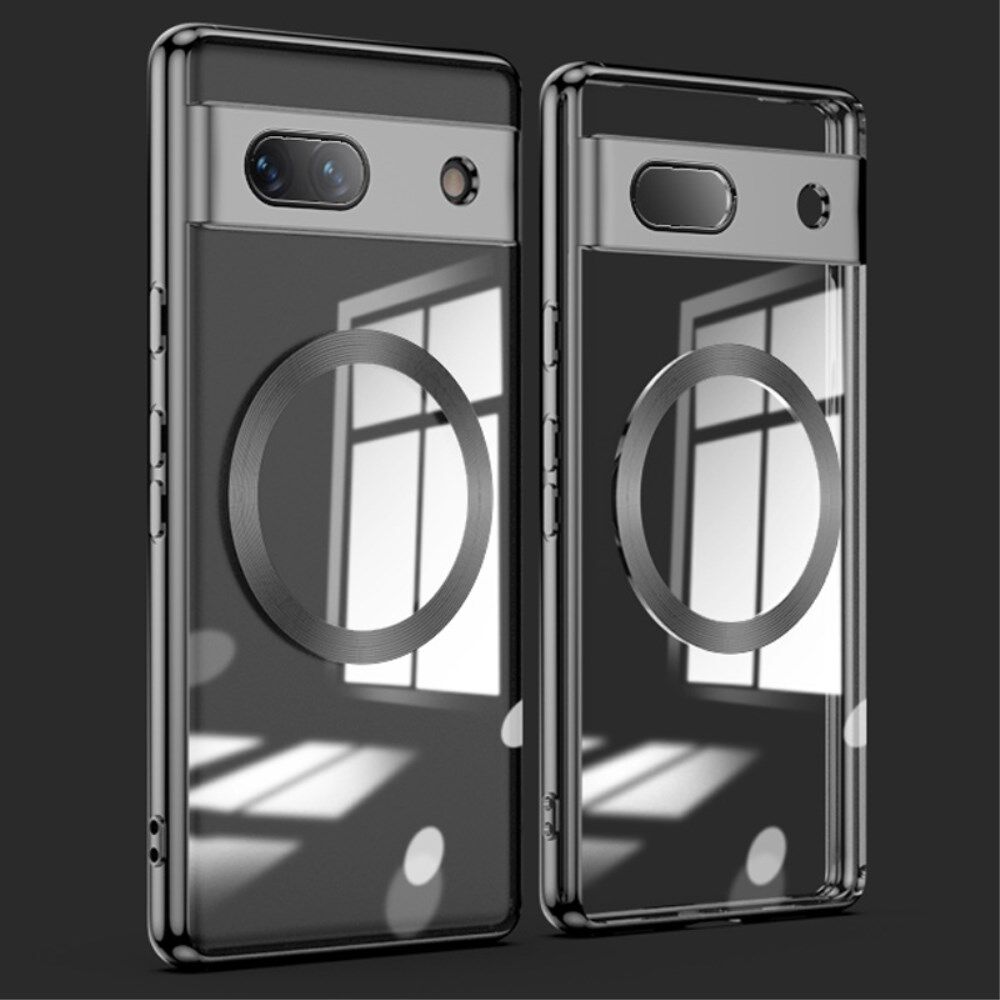 Google Pixel 7a Hoesje MagSafe Back Cover TPU Transparant/Zwart afbeelding 1