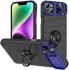 Apple iPhone 13/14 Hoesje Camera Slider en Kickstand Ring Blauw Zwart afbeelding 1