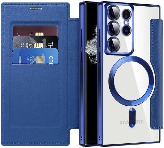 Samsung Galaxy S22 Ultra Hoesje MagSafe RFID Pasjeshouder Blauw afbeelding 1
