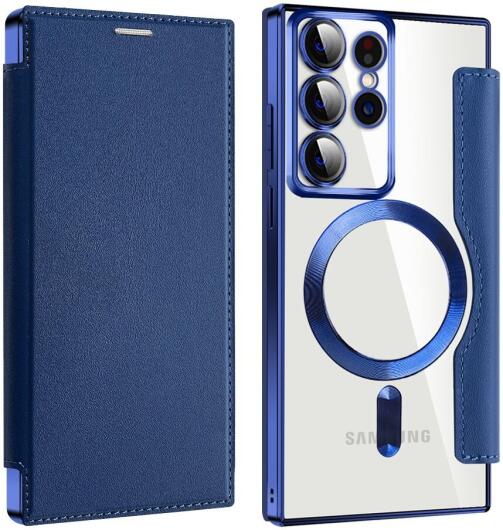 Samsung Galaxy S22 Ultra Hoesje MagSafe RFID Pasjeshouder Blauw afbeelding 2