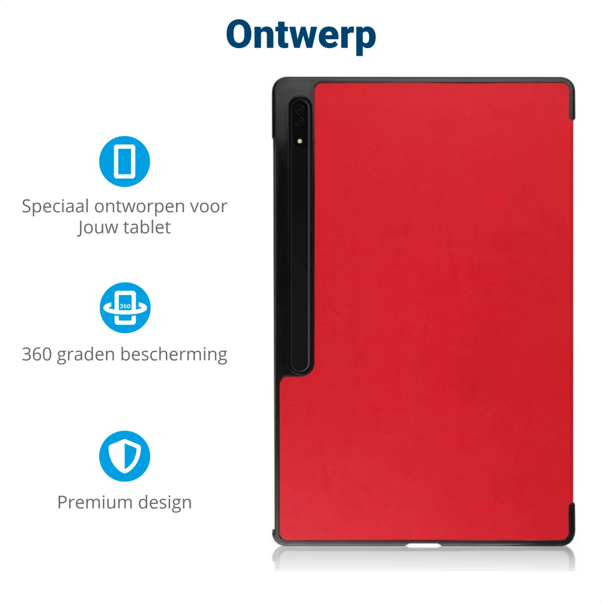 Samsung Galaxy Tab S8 Ultra Hoes Tri-Fold Book Case Standaard Rood afbeelding 3
