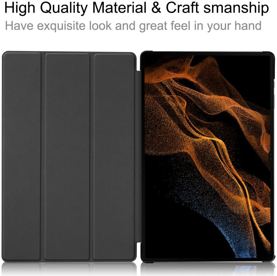 Samsung Galaxy Tab S8 Ultra Hoes Tri-Fold Book Case Standaard Grijs afbeelding 4
