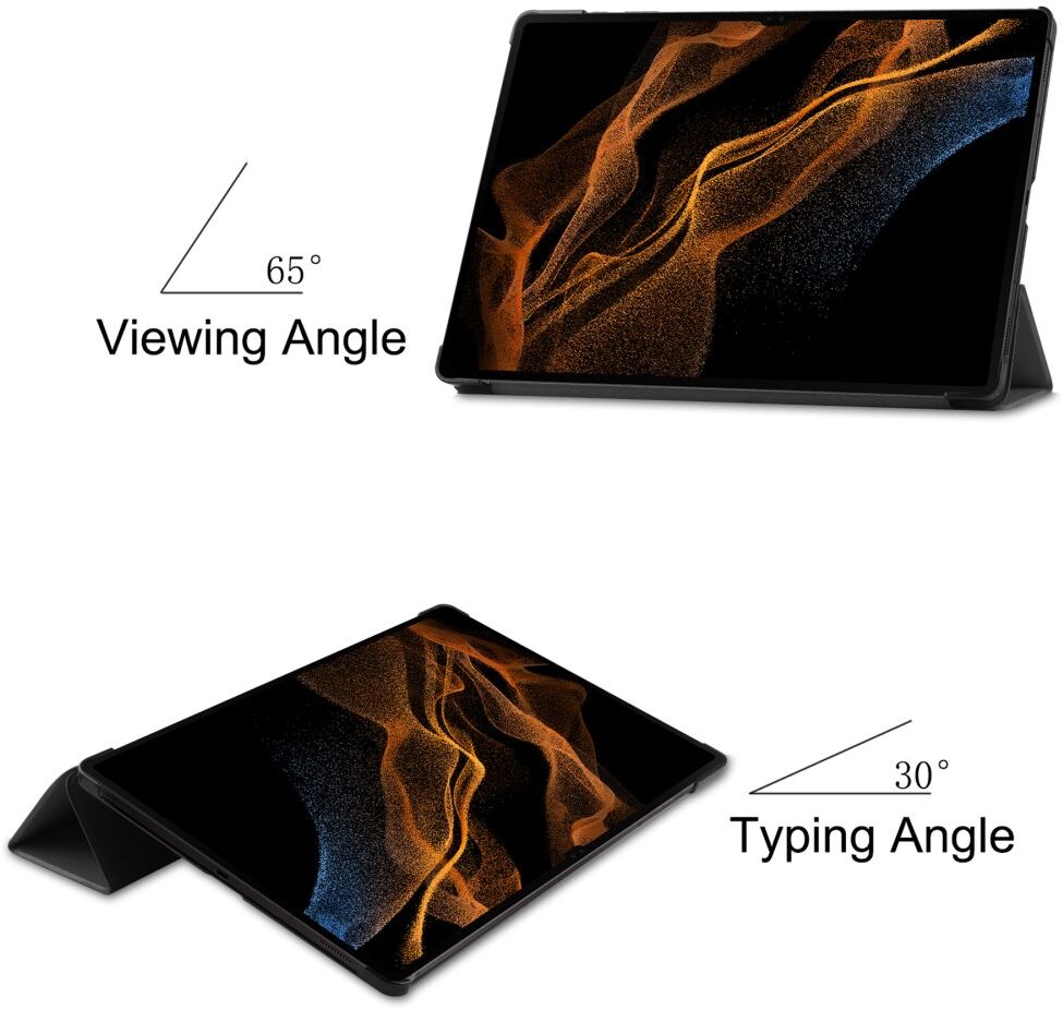 Samsung Galaxy Tab S8 Ultra Hoes Tri-Fold Book Case Standaard Grijs afbeelding 5