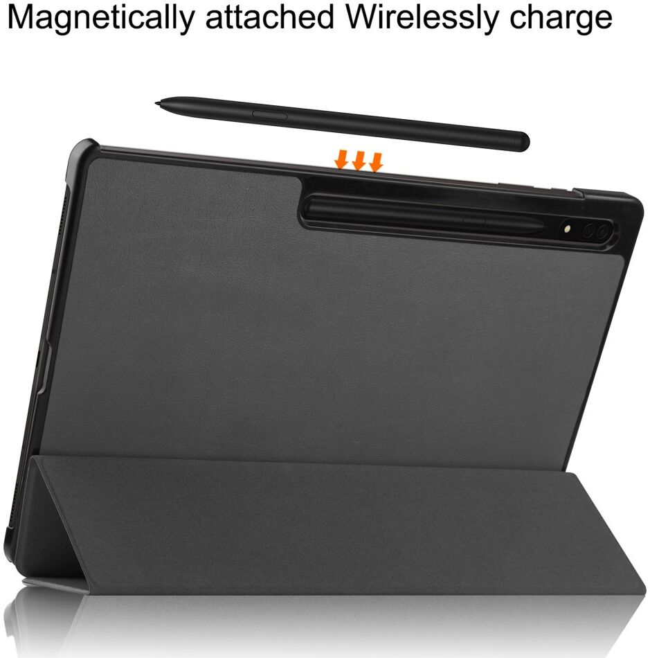 Samsung Galaxy Tab S8 Ultra Hoes Tri-Fold Book Case Standaard Grijs afbeelding 7