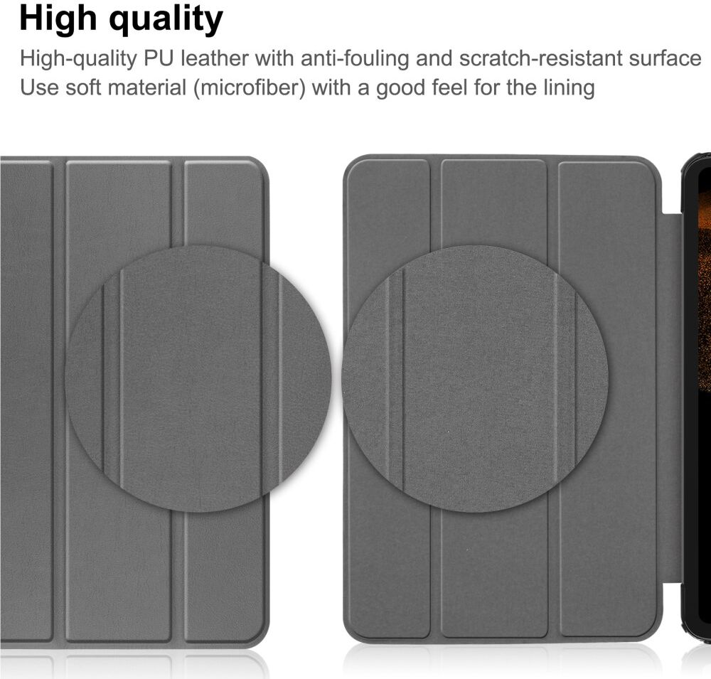 Samsung Galaxy Tab S8 Ultra Hoes Tri-Fold Book Case Standaard Grijs afbeelding 8