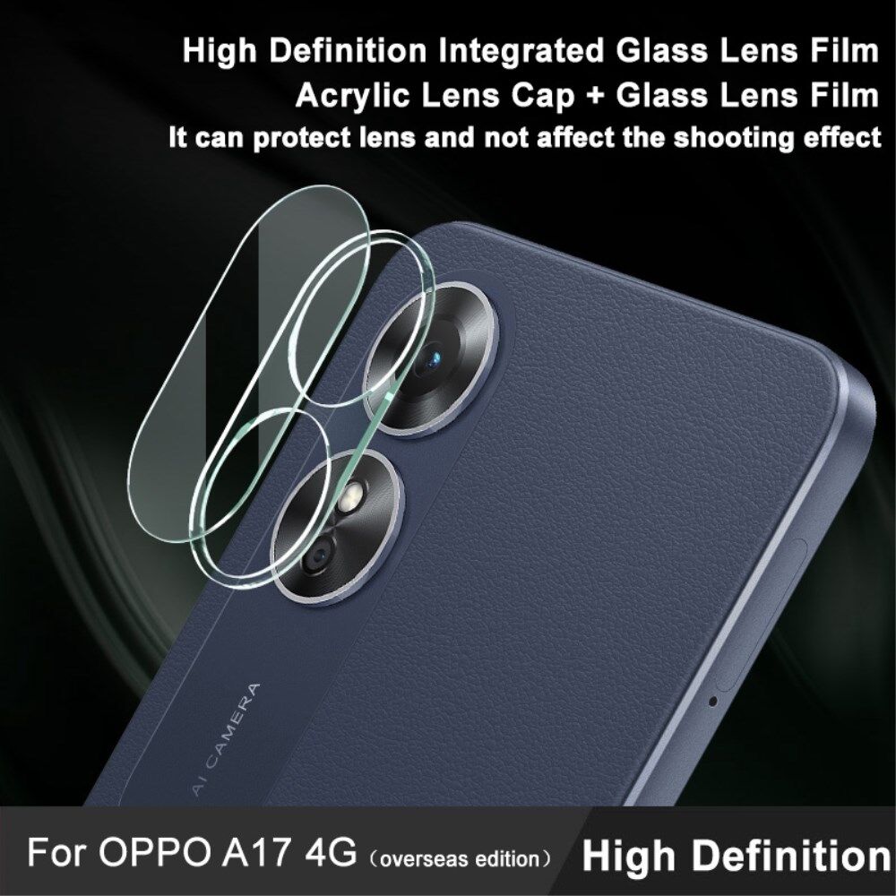 Imak Oppo A17 Camera Lens Protector + Lens Cap Clear afbeelding 3