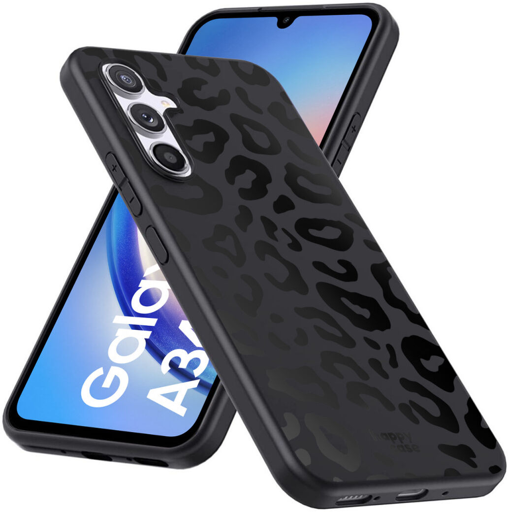 HappyCase Samsung Galaxy A34 Hoesje Flexibel TPU Luipaard Print Zwart afbeelding 4