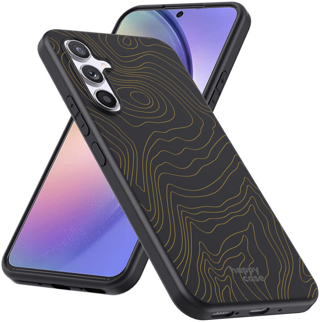HappyCase Samsung Galaxy A54 Hoesje Flexibel TPU Fine Lines Print Goud afbeelding 5