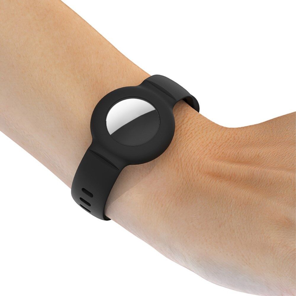 Apple AirTag Horloge Bandje voor Kinderen Siliconen Zwart afbeelding 3