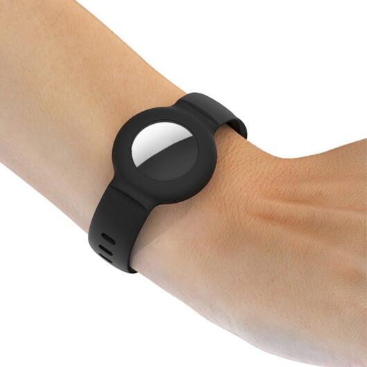 Apple AirTag Horloge Bandje voor Kinderen Siliconen Zwart afbeelding 3