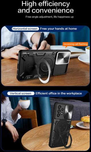 Samsung Galaxy A53 Hoesje met Camera Slider en Kickstand Ring Roze afbeelding 6
