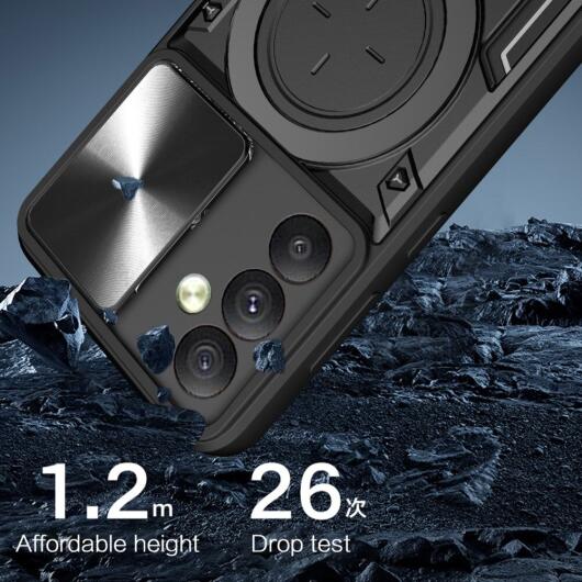 Samsung Galaxy A54 Hoesje Camera Slider en Kickstand Ring Zwart afbeelding 10