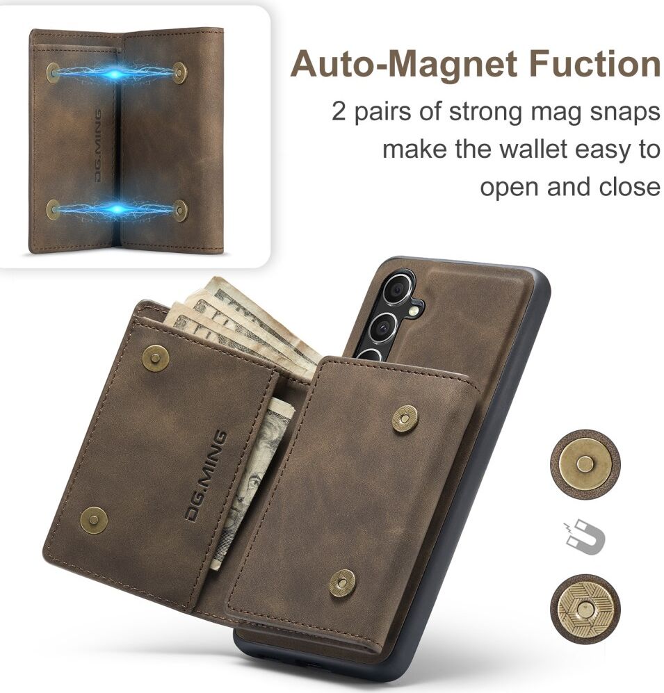 DG Ming Samsung Galaxy A14 Hoesje met Magnetische Kaarthouder Coffee afbeelding 12
