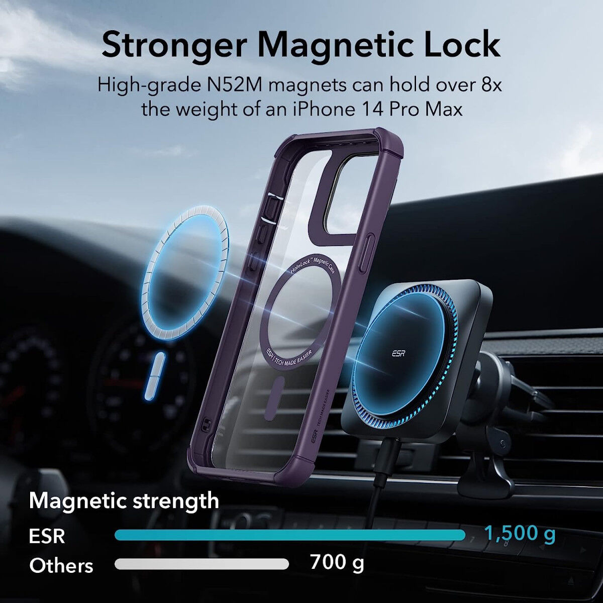 ESR Shock Armor Apple iPhone 14 Pro Max Hoesje Kickstand Paars afbeelding 6