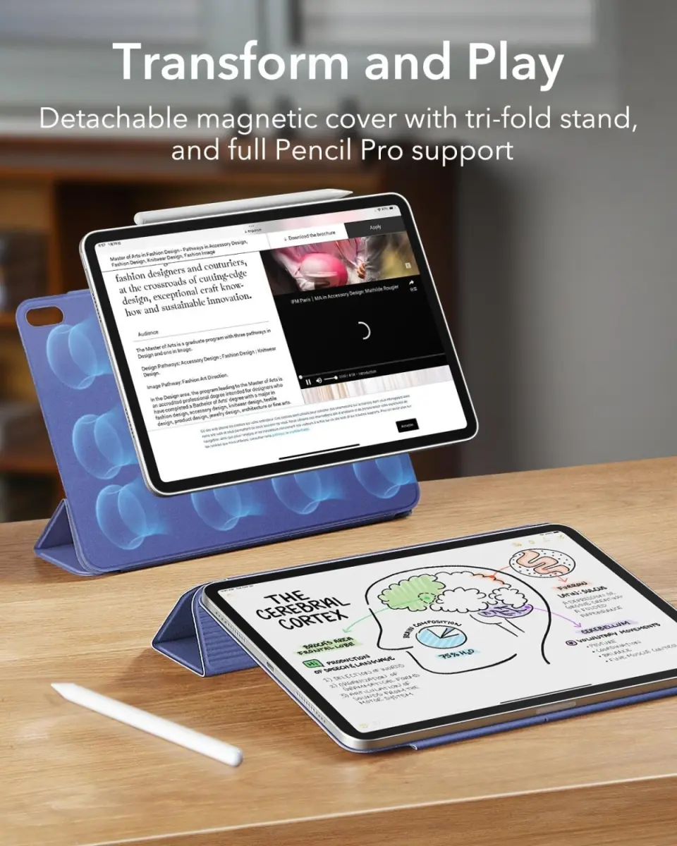 ESR Rebound Magnetic with Clasp iPad Air 5 2022/Air 4 2020/iPad Pro 11 2018 Navy Blue afbeelding 2