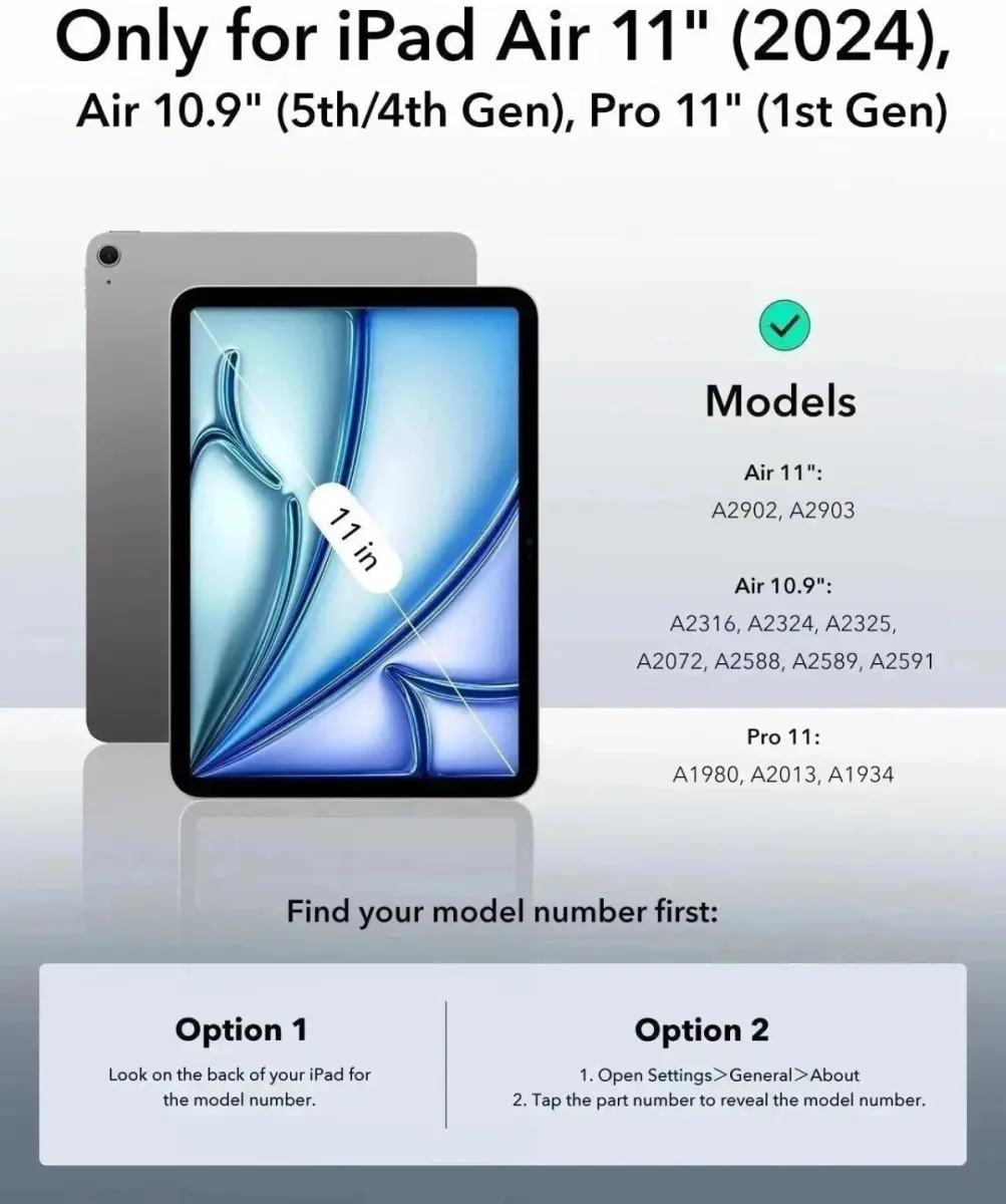 ESR Rebound Magnetic with Clasp iPad Air 5 2022/Air 4 2020/iPad Pro 11 2018 Navy Blue afbeelding 5