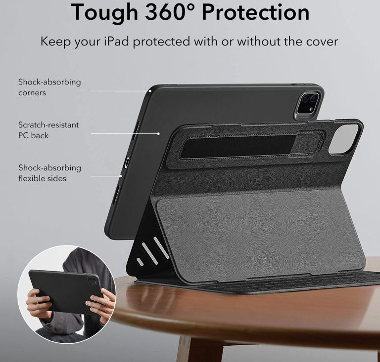 ESR Sentry Stand Case Apple iPad Pro 11 2021/2022 Hoes Book Case Zwart afbeelding 3