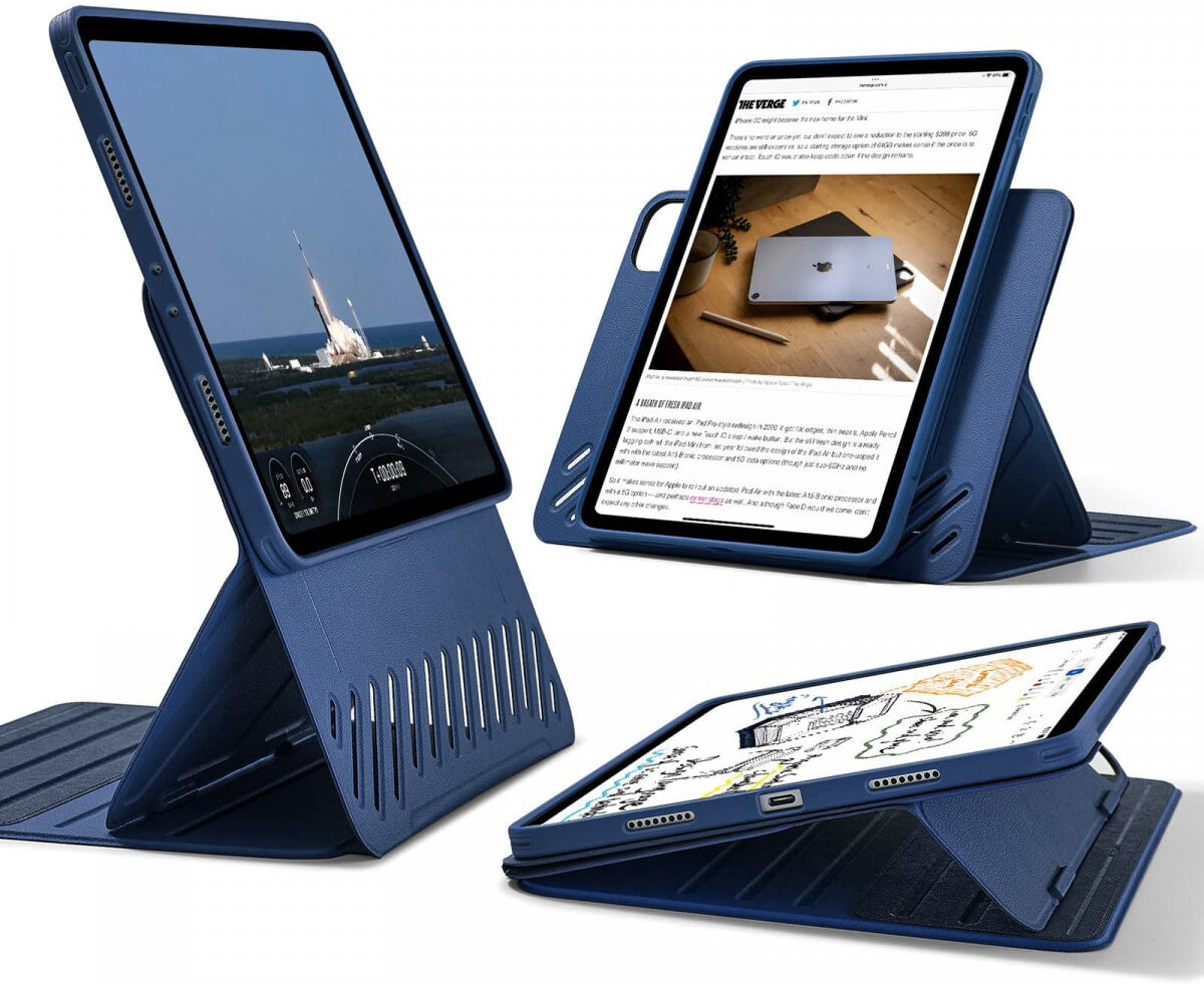 ESR Sentry Stand Case Apple iPad Pro 11 2021/2022 Hoes Book Case Blauw afbeelding 5