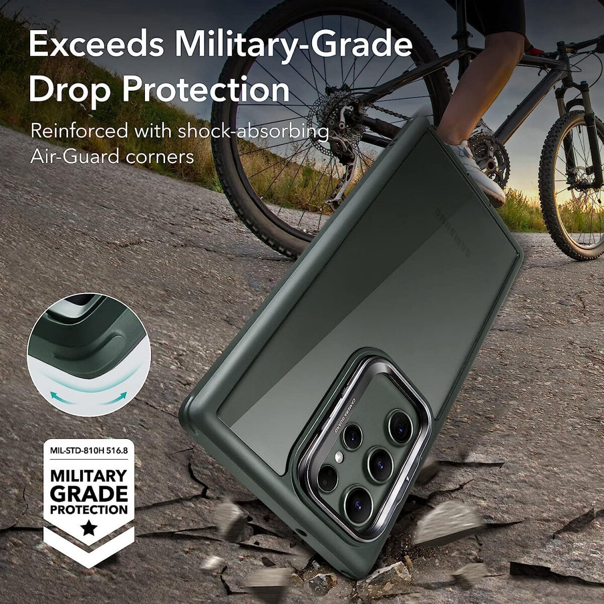 ESR Shock Armor Samsung S23 Ultra Full Protect Hoesje Kickstand Groen afbeelding 4