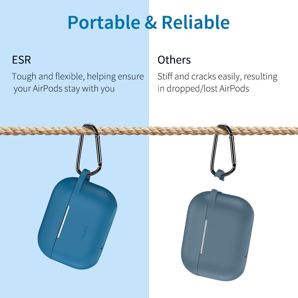 ESR Bounce Apple AirPods Pro 1/2 Hoesje Siliconen Blauw afbeelding 6