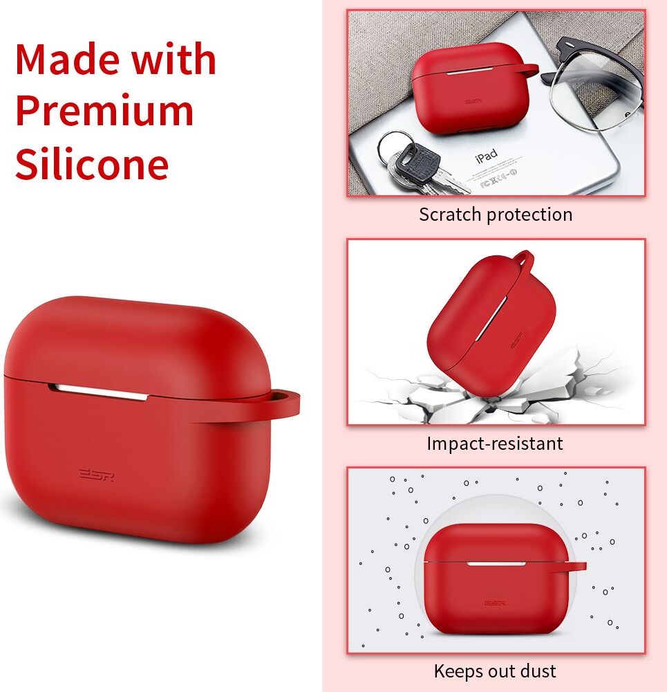 ESR Bounce Apple AirPods Pro 1/2 Hoesje Siliconen Rood afbeelding 5