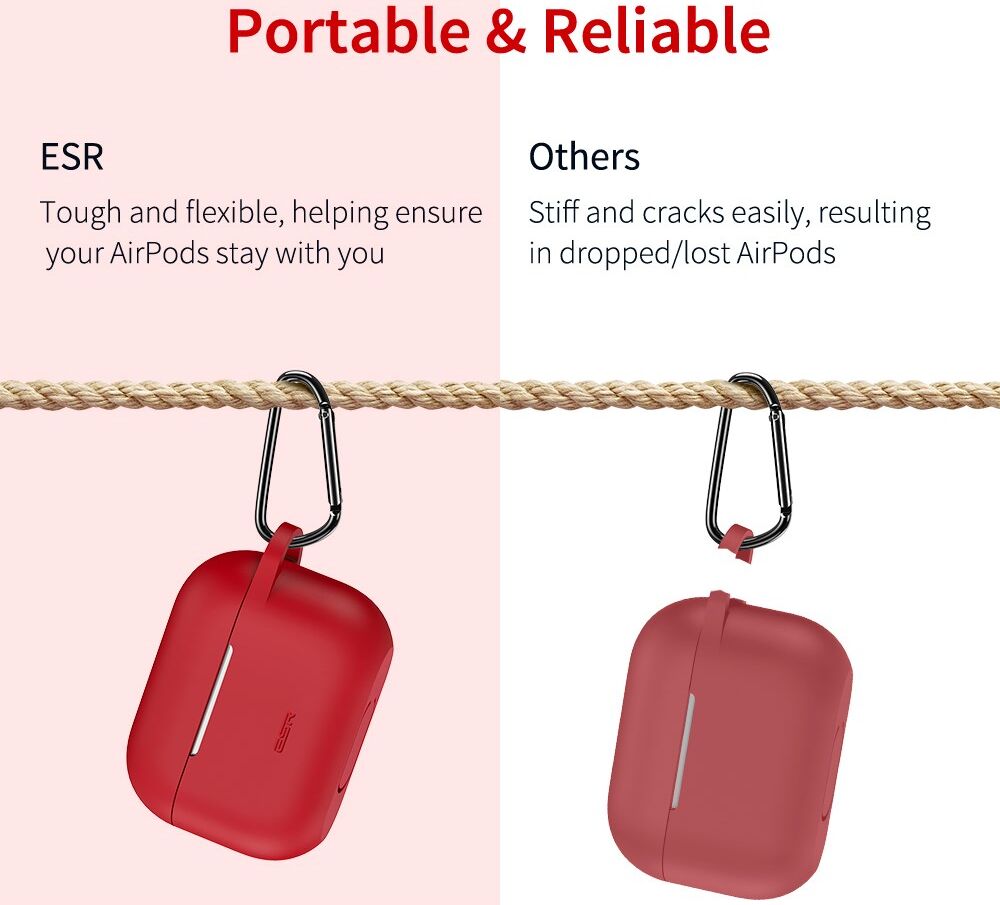 ESR Bounce Apple AirPods Pro 1/2 Hoesje Siliconen Rood afbeelding 6