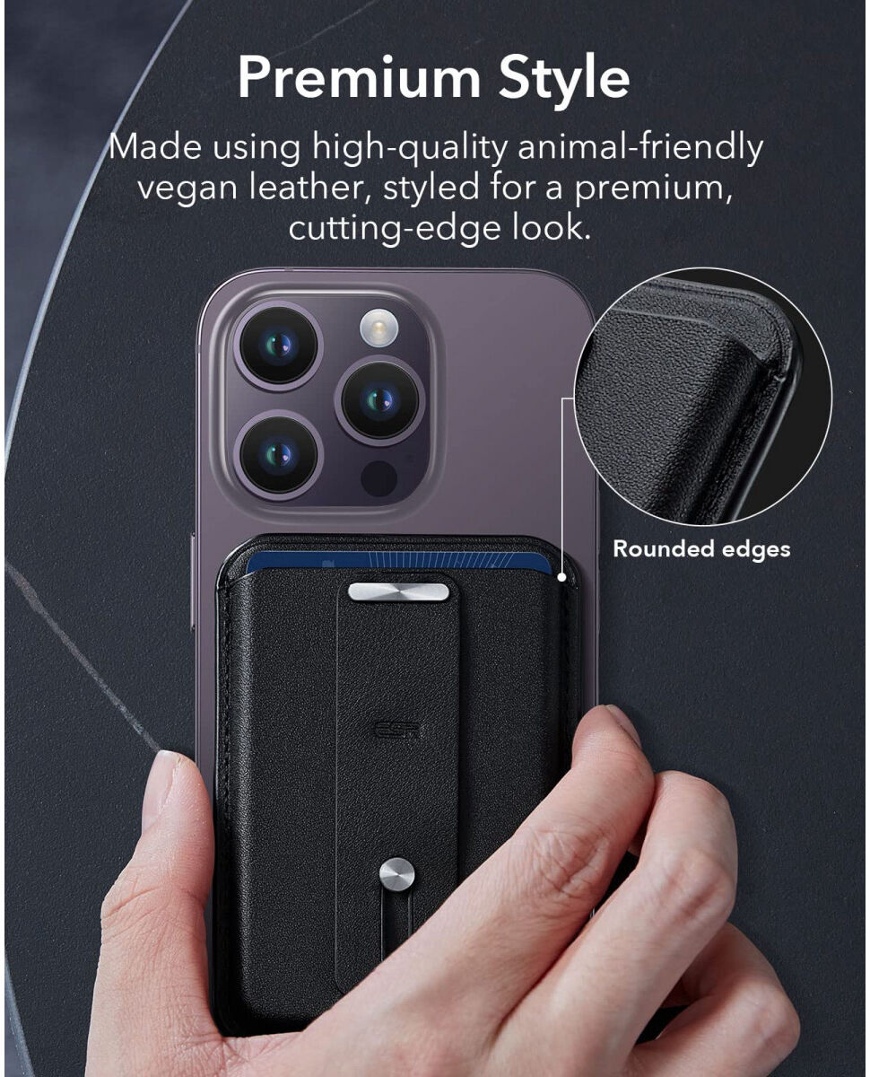 ESR HaloLock Vegan Leer MagSafe Kaarthouder Zwart afbeelding 10