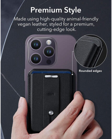 ESR HaloLock Vegan Leer MagSafe Kaarthouder Zwart afbeelding 10