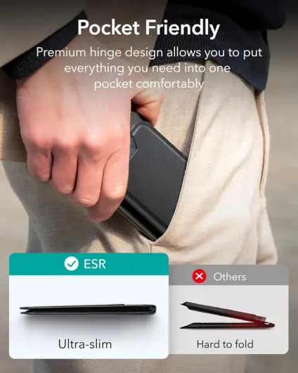 ESR HaloLock Vegan Leer MagSafe Kaarthouder en Standaard Zwart afbeelding 4