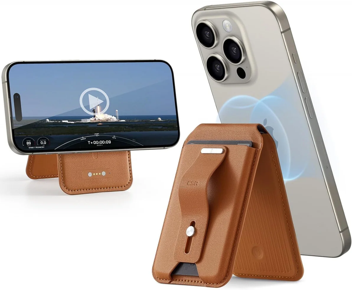 ESR HaloLock Magnetische MagSafe Kaarthouder met Standaard Brown afbeelding 1