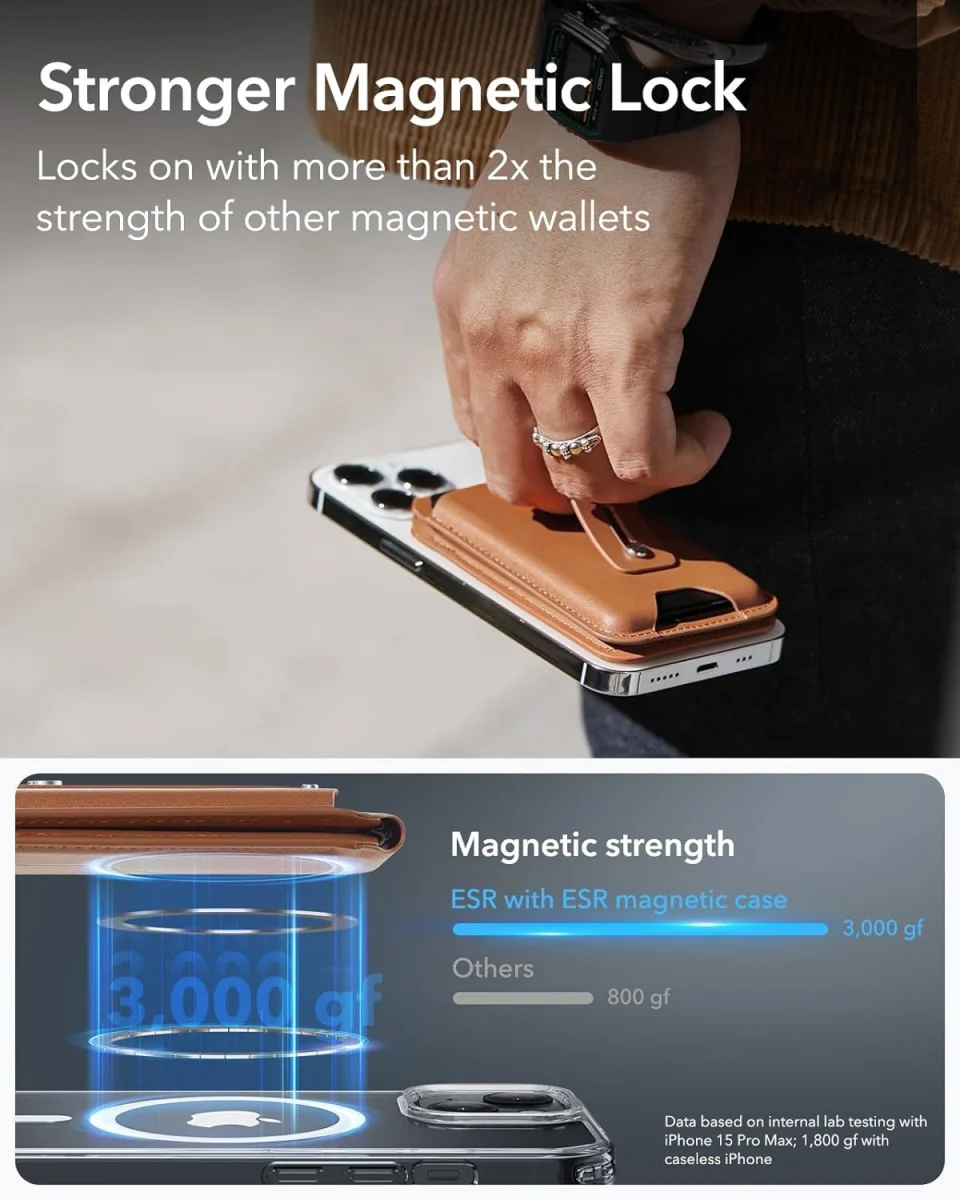 ESR HaloLock Magnetische MagSafe Kaarthouder met Standaard Brown afbeelding 8