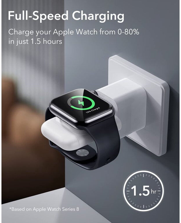 ESR Draagbare Compacte Draadloze Oplader voor Apple Watch Wit afbeelding 4