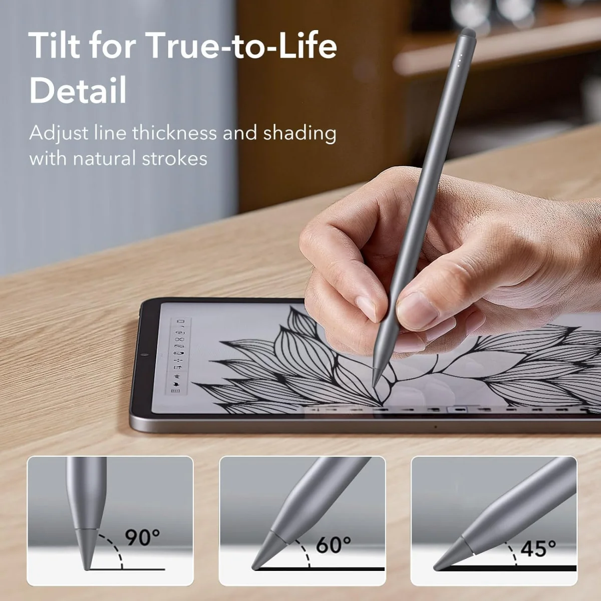 ESR Actieve Stylus Pen voor iPad met Palmrejectie Zilver afbeelding 6