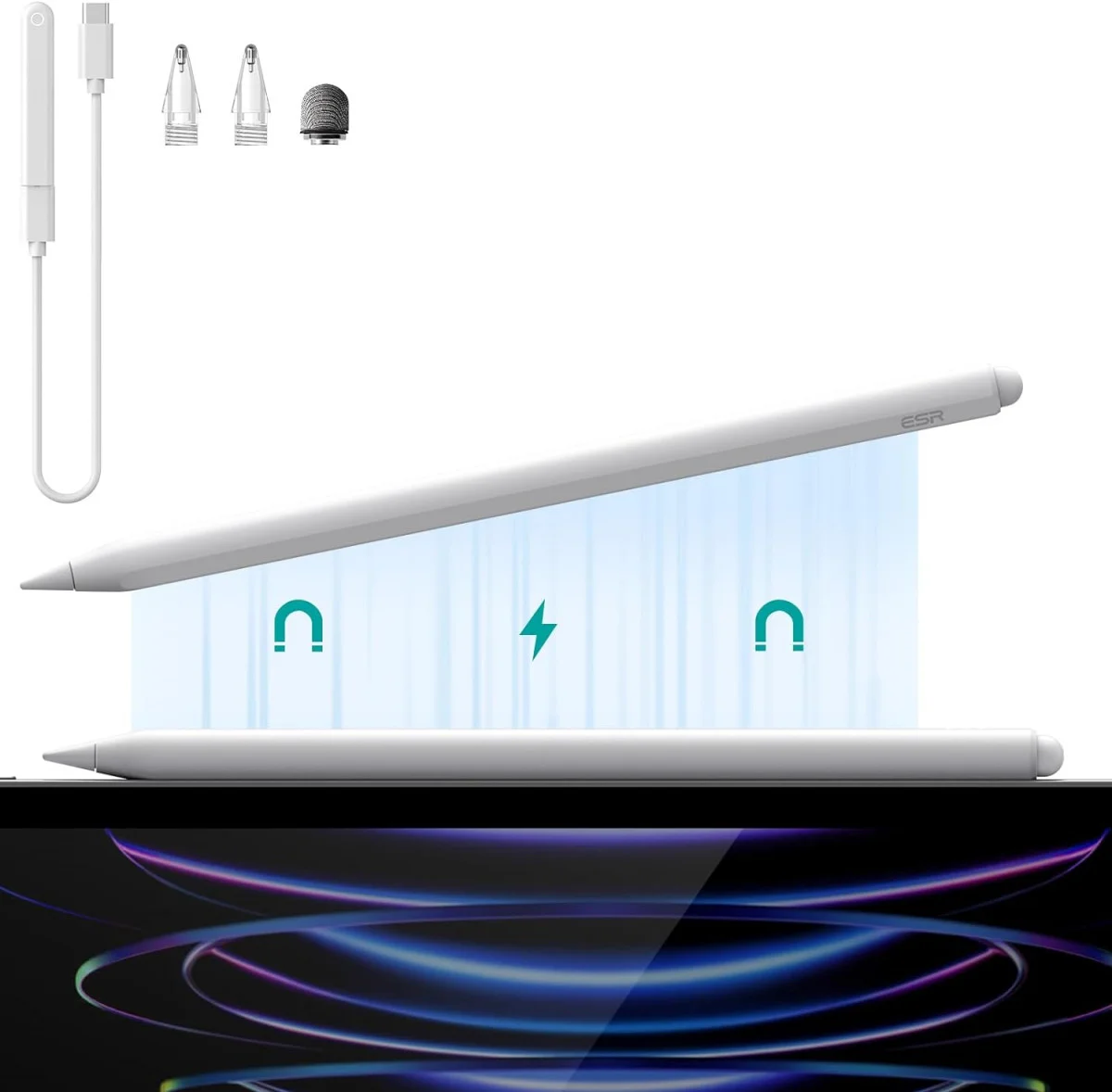 ESR Actieve Stylus Pen voor iPad met Palmrejectie Wit afbeelding 3