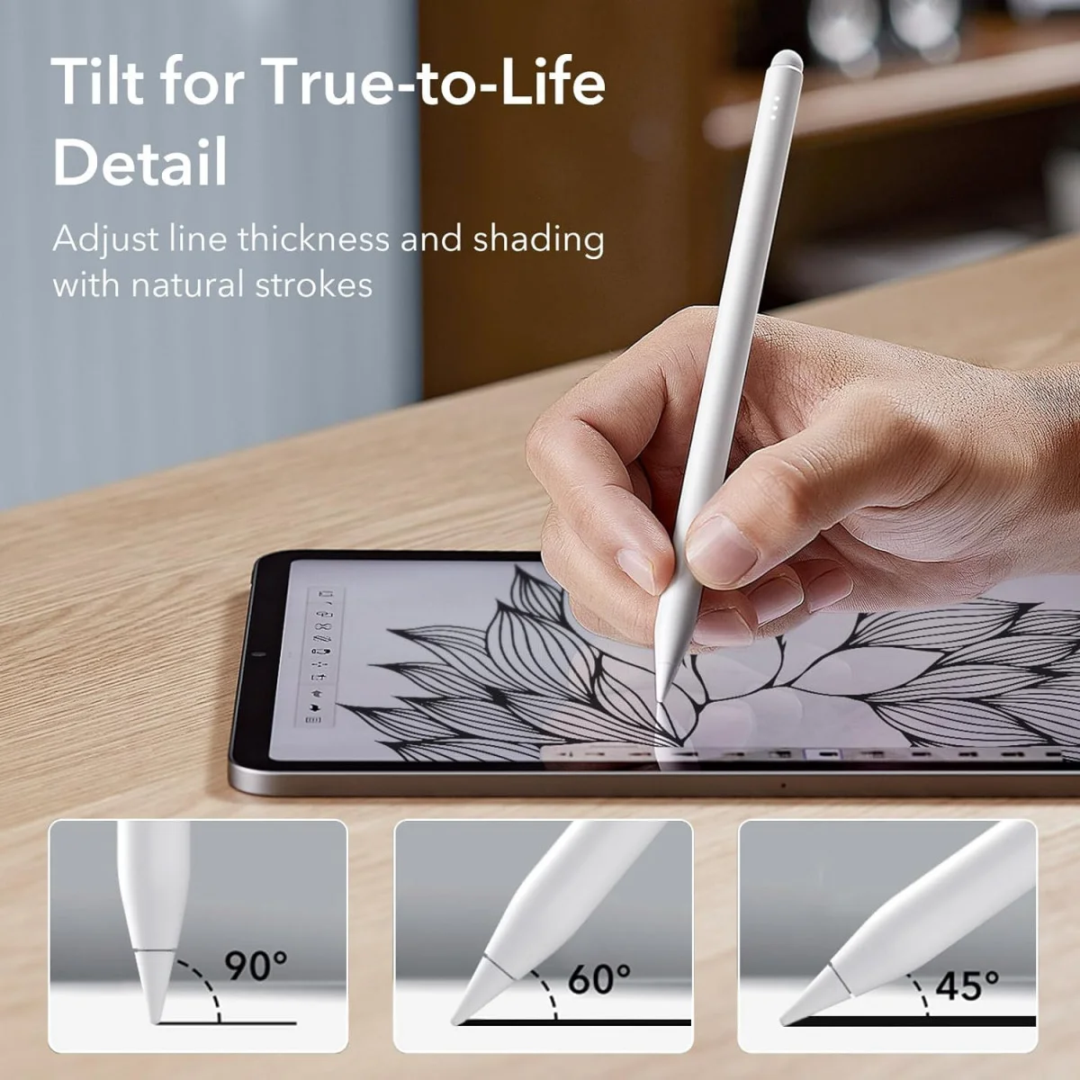 ESR Actieve Stylus Pen voor iPad met Palmrejectie Wit afbeelding 6