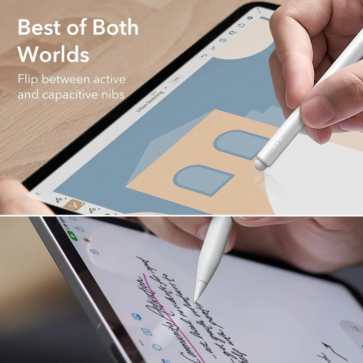 ESR Actieve Stylus Pen voor iPad met Palmrejectie Wit afbeelding 2