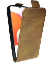 Rosso Element Samsung Galaxy A14 Hoesje Verticale Flip Case Bruin