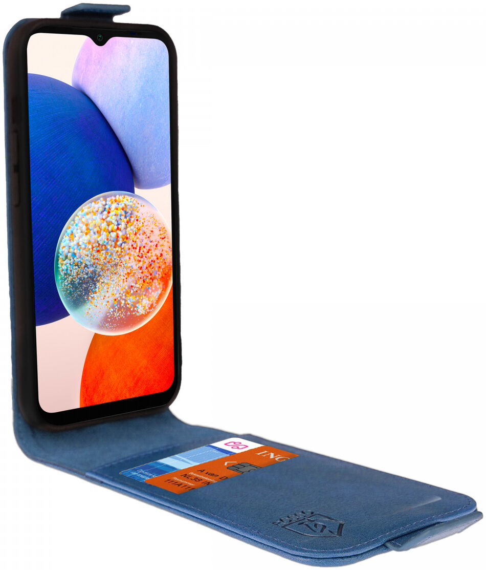Rosso Element Samsung Galaxy A14 Hoesje Verticale Flip Case Blauw afbeelding 2