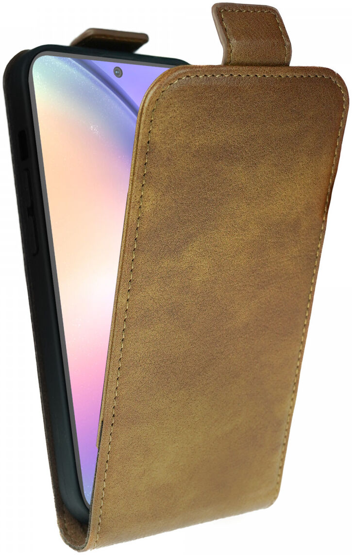 Rosso Element Samsung Galaxy A54 Hoesje Verticale Flip Case Bruin afbeelding 1