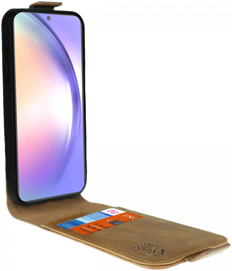 Rosso Element Samsung Galaxy A54 Hoesje Verticale Flip Case Bruin afbeelding 2