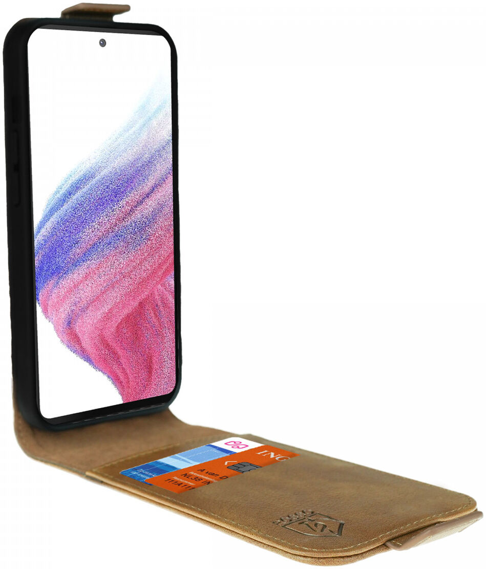 Rosso Element Samsung Galaxy A53 Hoesje Verticale Flip Case Bruin afbeelding 2