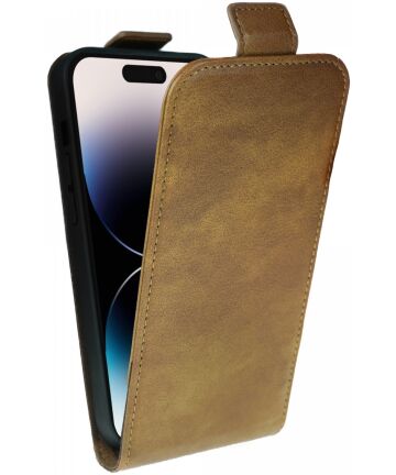 Rosso Element Apple iPhone 14 Pro Hoesje Verticale Flip Case Bruin Hoesjes