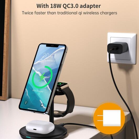 Choetech Draadloze MagSafe Oplader 15W iPhone/AirPods/Watch Zwart afbeelding 5