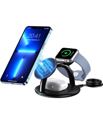 Choetech 3-in-1 Draadloze Oplaadstation iPhone/AirPods/Watch Zwart Opladers